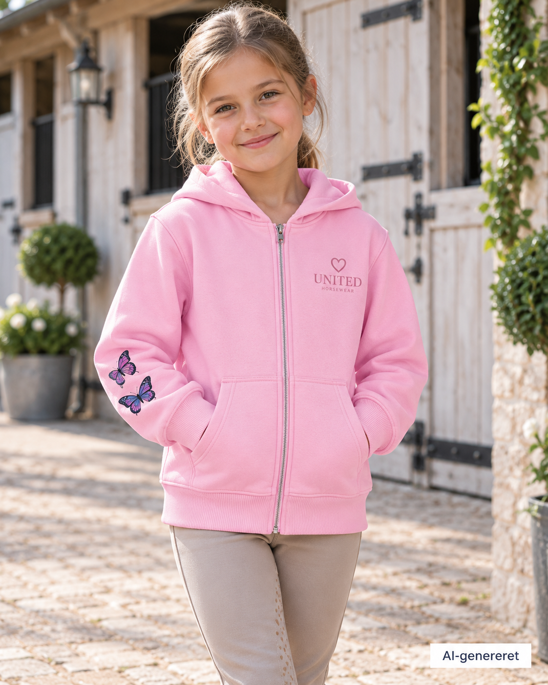 Daisy Blossom børnehoodie med lynlås
